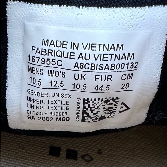 CONVERSE CHUCK TAYLOR 70 HI FEAR OF GOD FOG ESSENTIALS IVORY BLACK 167955C 10.5. - Picture 12 of 14